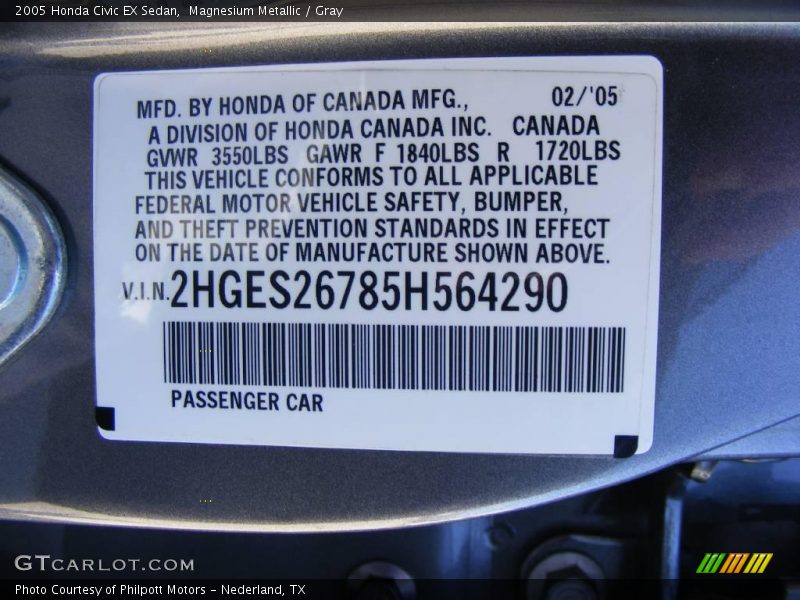Magnesium Metallic / Gray 2005 Honda Civic EX Sedan