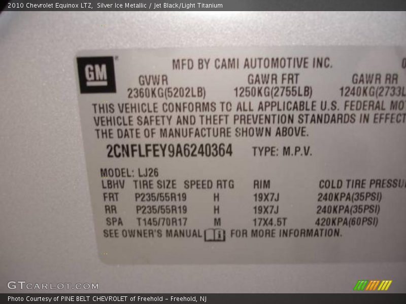 Silver Ice Metallic / Jet Black/Light Titanium 2010 Chevrolet Equinox LTZ