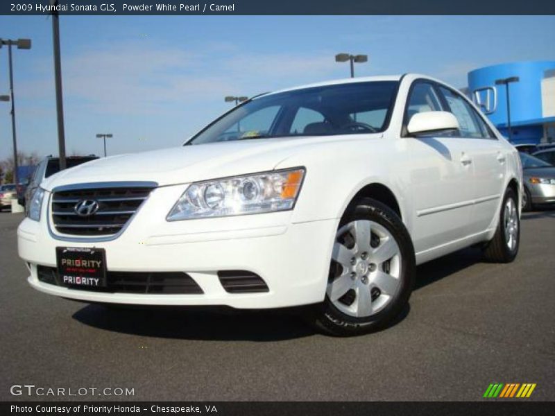 Powder White Pearl / Camel 2009 Hyundai Sonata GLS