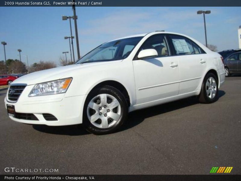 Powder White Pearl / Camel 2009 Hyundai Sonata GLS