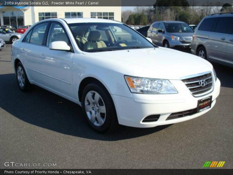 Powder White Pearl / Camel 2009 Hyundai Sonata GLS