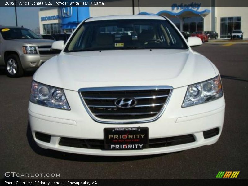 Powder White Pearl / Camel 2009 Hyundai Sonata GLS