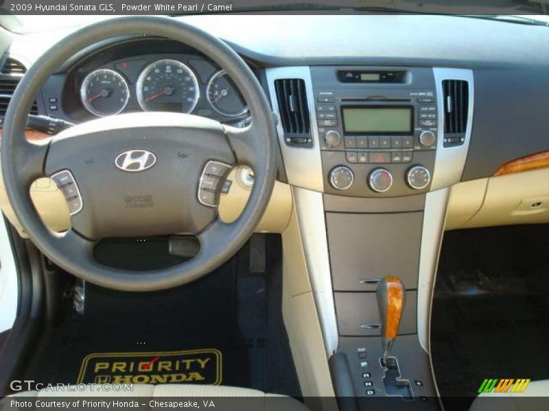 Powder White Pearl / Camel 2009 Hyundai Sonata GLS
