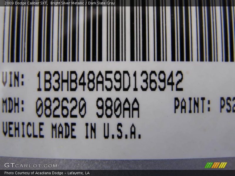 Bright Silver Metallic / Dark Slate Gray 2009 Dodge Caliber SXT