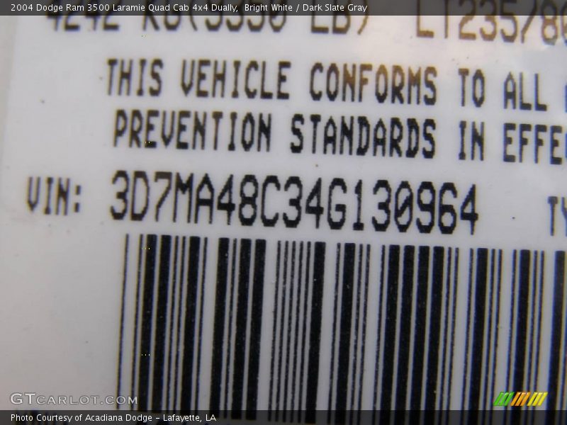 Bright White / Dark Slate Gray 2004 Dodge Ram 3500 Laramie Quad Cab 4x4 Dually