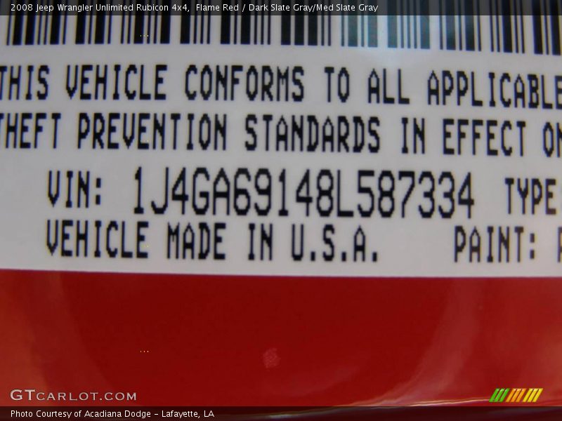 Flame Red / Dark Slate Gray/Med Slate Gray 2008 Jeep Wrangler Unlimited Rubicon 4x4