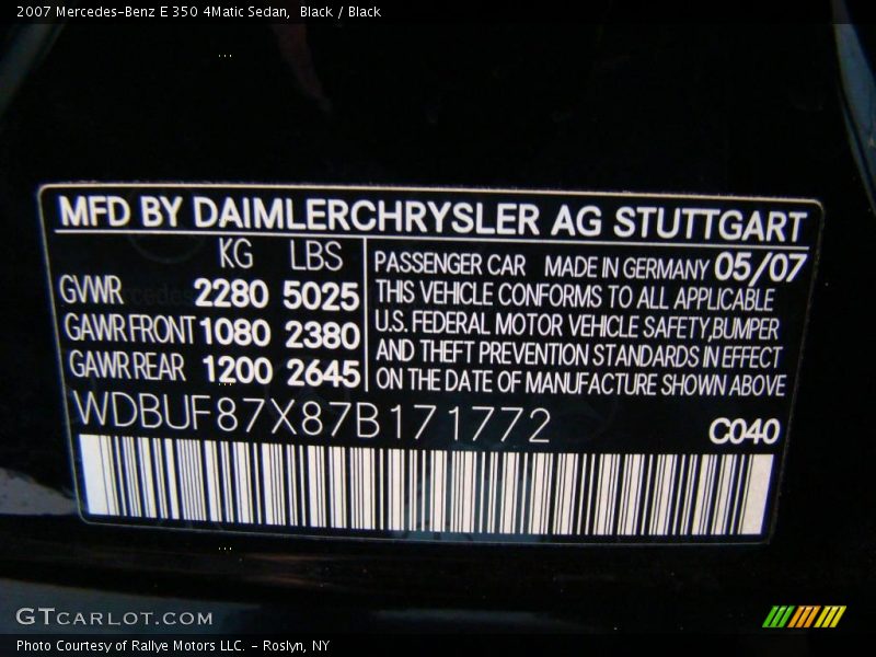 Black / Black 2007 Mercedes-Benz E 350 4Matic Sedan