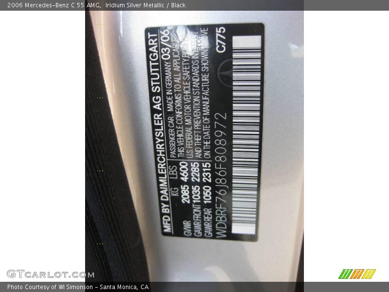 Iridium Silver Metallic / Black 2006 Mercedes-Benz C 55 AMG