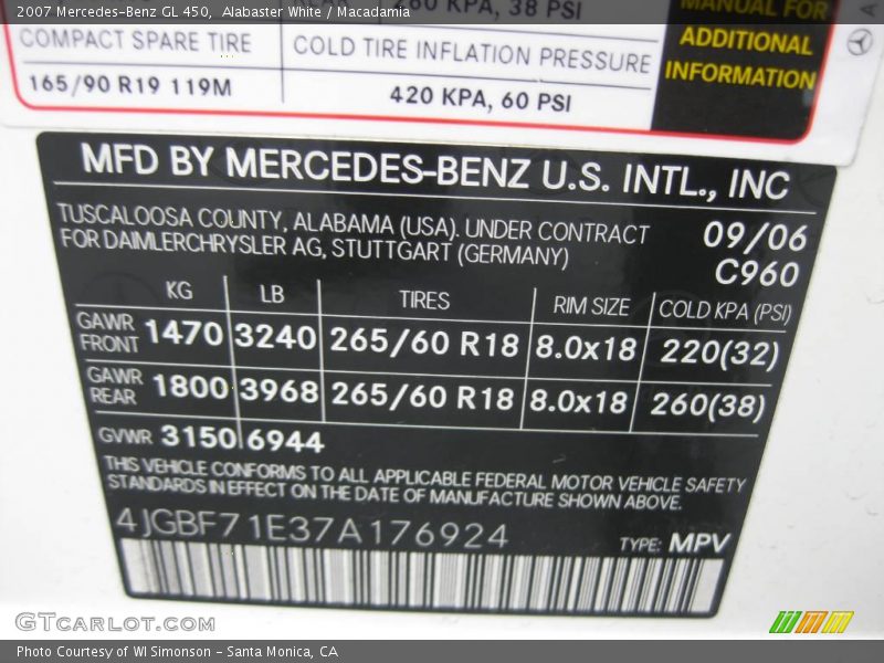 Alabaster White / Macadamia 2007 Mercedes-Benz GL 450