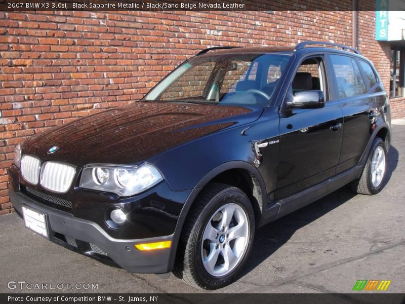 Black Sapphire Metallic / Black/Sand Beige Nevada Leather 2007 BMW X3 3.0si