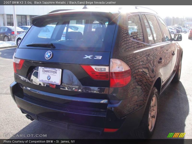 Black Sapphire Metallic / Black/Sand Beige Nevada Leather 2007 BMW X3 3.0si