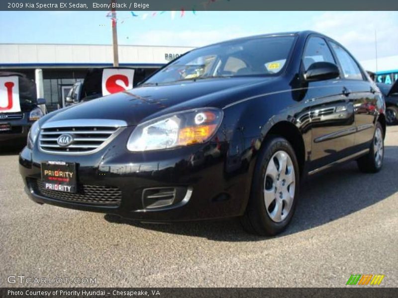 Ebony Black / Beige 2009 Kia Spectra EX Sedan