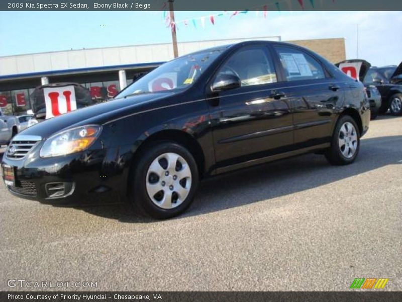 Ebony Black / Beige 2009 Kia Spectra EX Sedan
