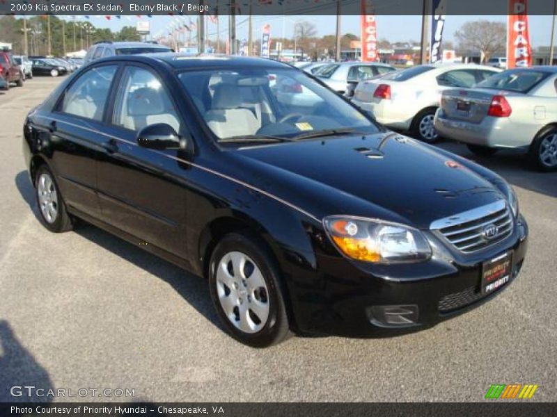 Ebony Black / Beige 2009 Kia Spectra EX Sedan