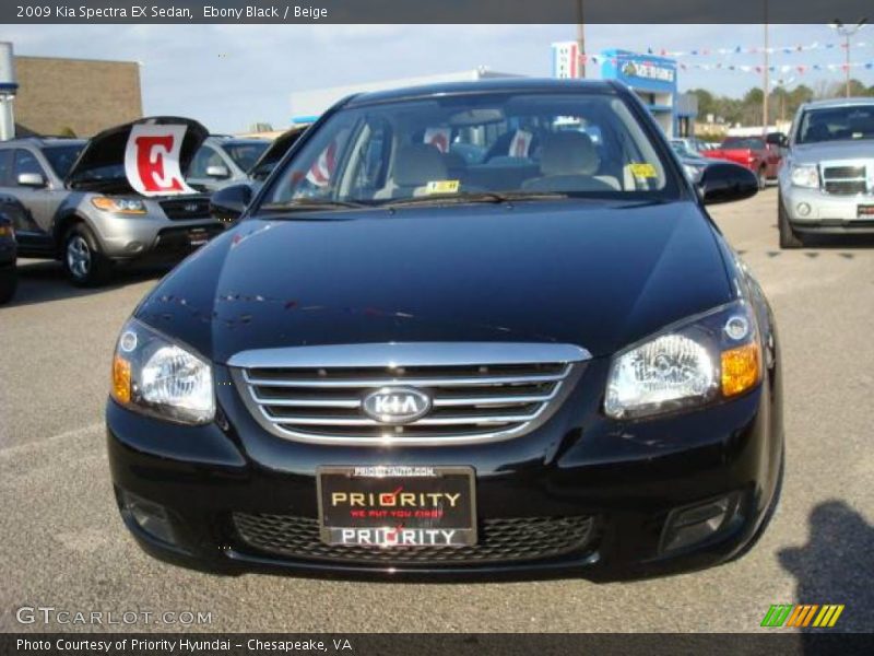Ebony Black / Beige 2009 Kia Spectra EX Sedan