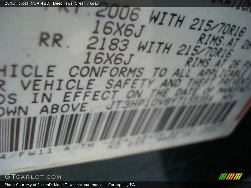 Deep Jewel Green / Gray 2000 Toyota RAV4 4WD