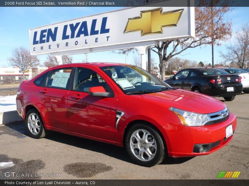 Vermillion Red / Charcoal Black 2008 Ford Focus SES Sedan