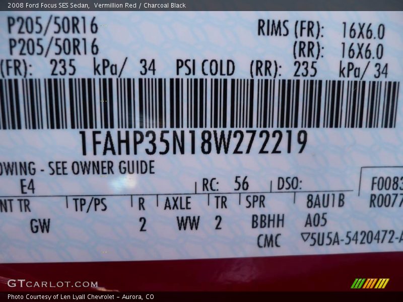Vermillion Red / Charcoal Black 2008 Ford Focus SES Sedan