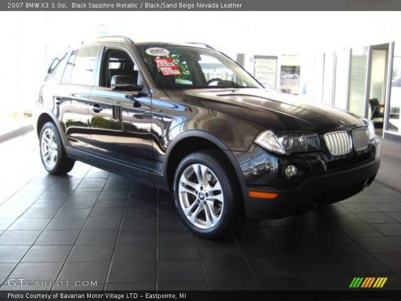 Black Sapphire Metallic / Black/Sand Beige Nevada Leather 2007 BMW X3 3.0si