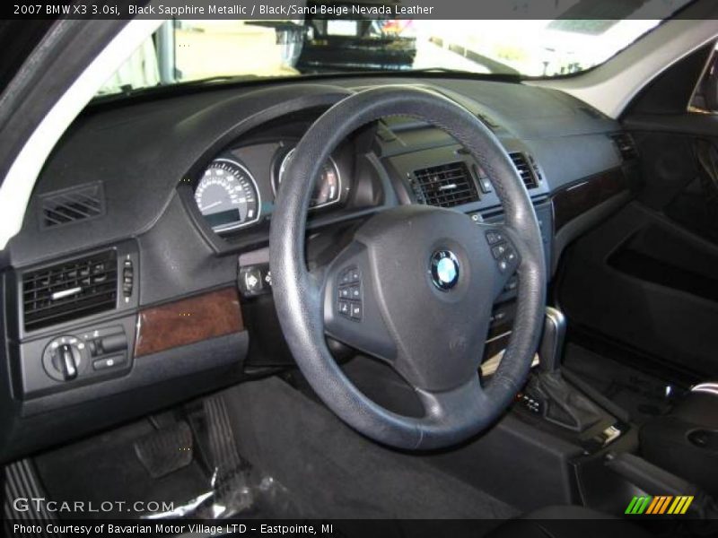 Black Sapphire Metallic / Black/Sand Beige Nevada Leather 2007 BMW X3 3.0si
