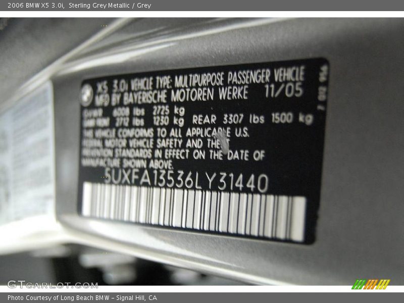 Sterling Grey Metallic / Grey 2006 BMW X5 3.0i