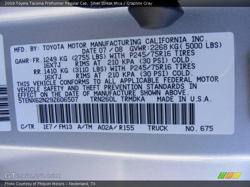 Silver Streak Mica / Graphite Gray 2009 Toyota Tacoma PreRunner Regular Cab