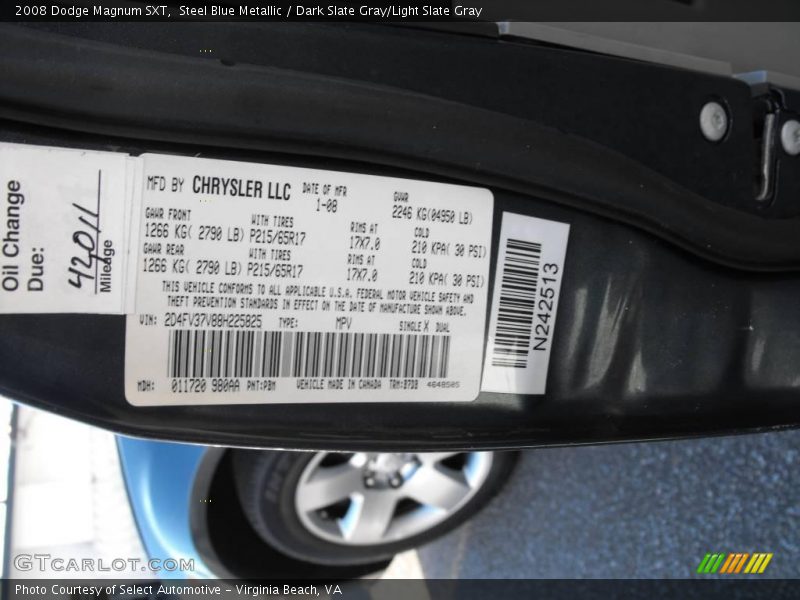 Steel Blue Metallic / Dark Slate Gray/Light Slate Gray 2008 Dodge Magnum SXT
