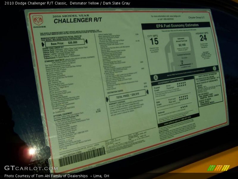 Detonator Yellow / Dark Slate Gray 2010 Dodge Challenger R/T Classic
