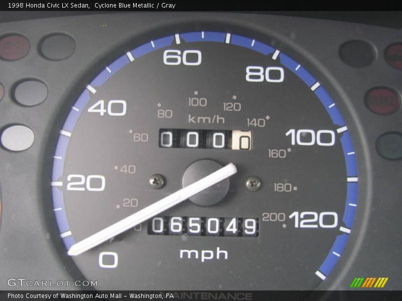 Cyclone Blue Metallic / Gray 1998 Honda Civic LX Sedan