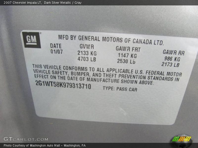 Dark Silver Metallic / Gray 2007 Chevrolet Impala LT