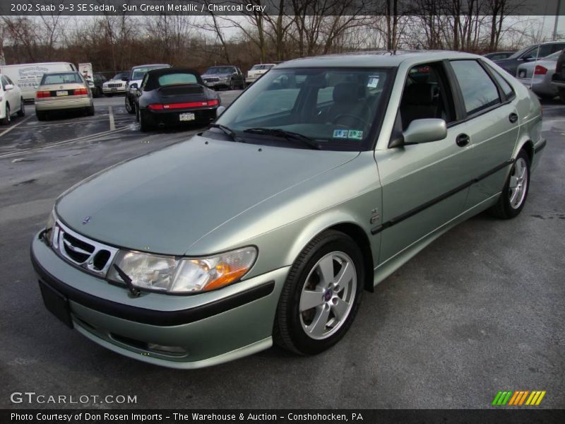 Sun Green Metallic / Charcoal Gray 2002 Saab 9-3 SE Sedan