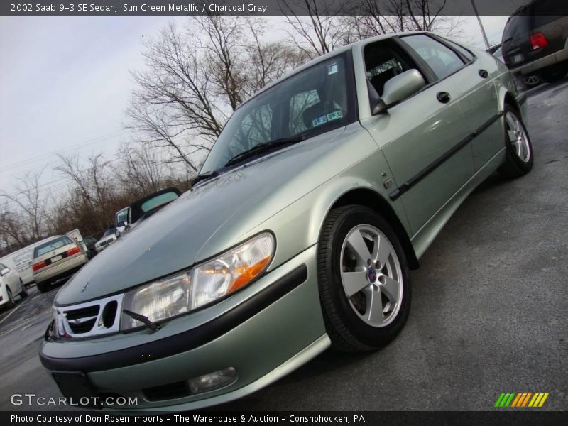 Sun Green Metallic / Charcoal Gray 2002 Saab 9-3 SE Sedan