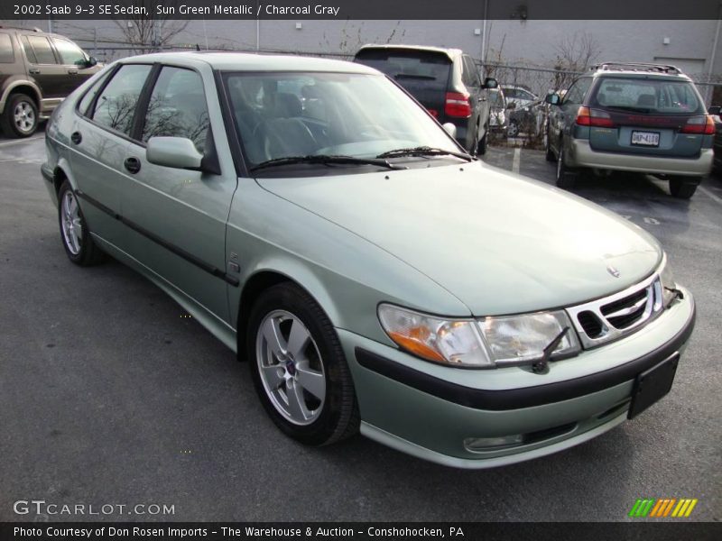 Sun Green Metallic / Charcoal Gray 2002 Saab 9-3 SE Sedan