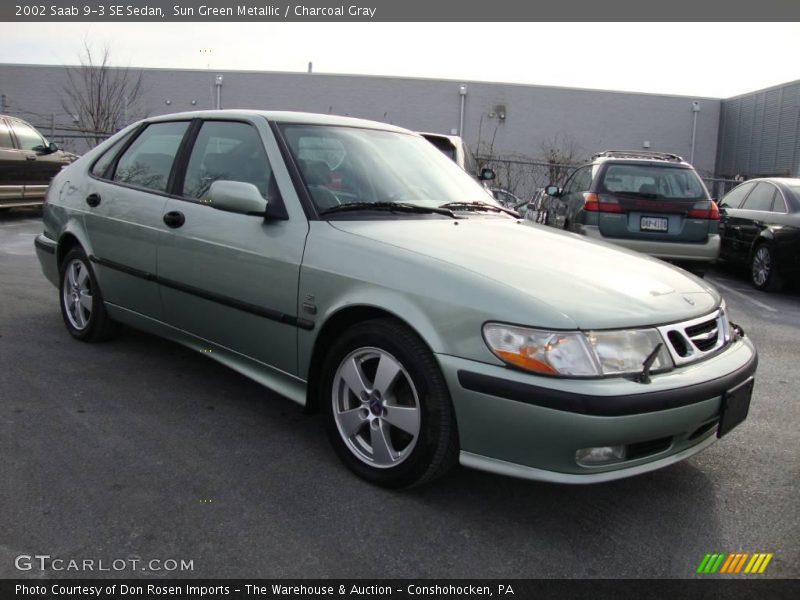 Sun Green Metallic / Charcoal Gray 2002 Saab 9-3 SE Sedan