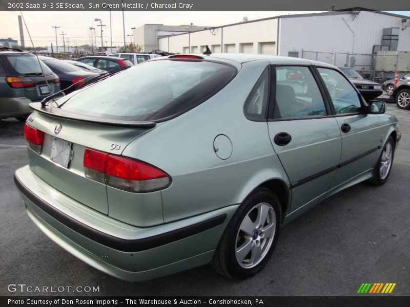 Sun Green Metallic / Charcoal Gray 2002 Saab 9-3 SE Sedan