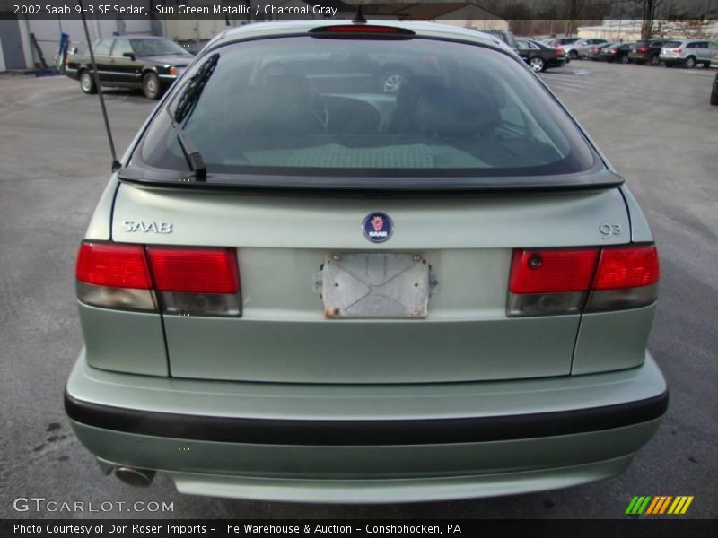Sun Green Metallic / Charcoal Gray 2002 Saab 9-3 SE Sedan