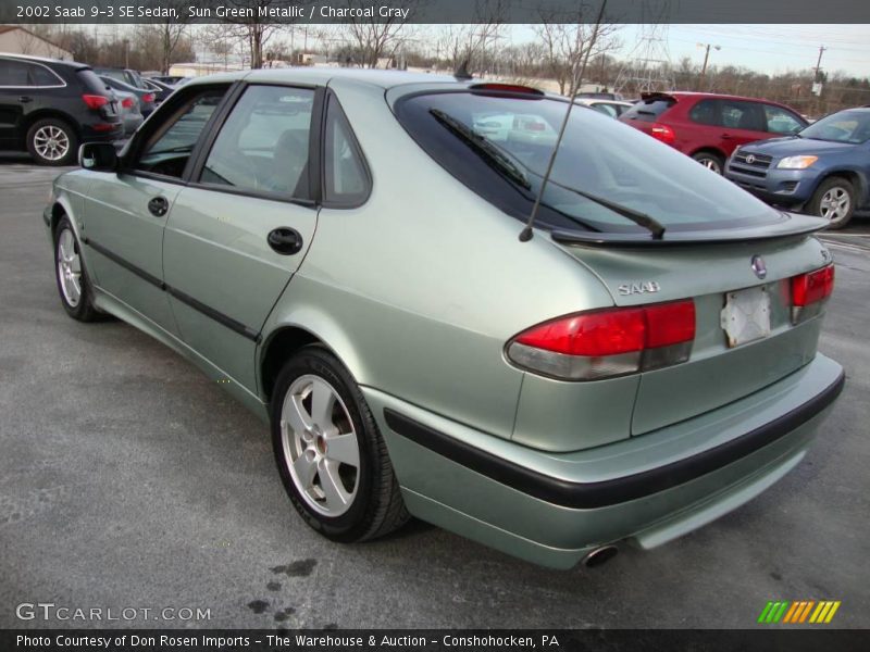 Sun Green Metallic / Charcoal Gray 2002 Saab 9-3 SE Sedan