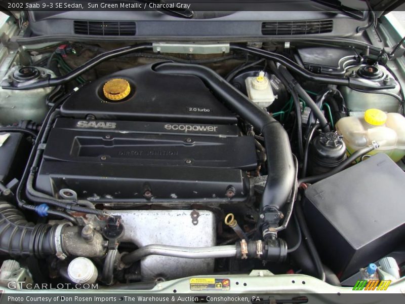 Sun Green Metallic / Charcoal Gray 2002 Saab 9-3 SE Sedan