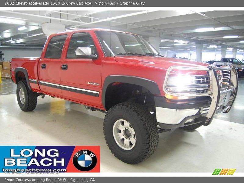 Victory Red / Graphite Gray 2002 Chevrolet Silverado 1500 LS Crew Cab 4x4