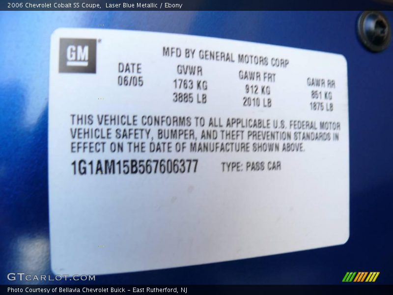 Laser Blue Metallic / Ebony 2006 Chevrolet Cobalt SS Coupe