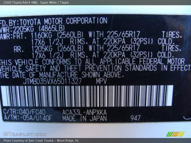 Super White / Taupe 2006 Toyota RAV4 4WD