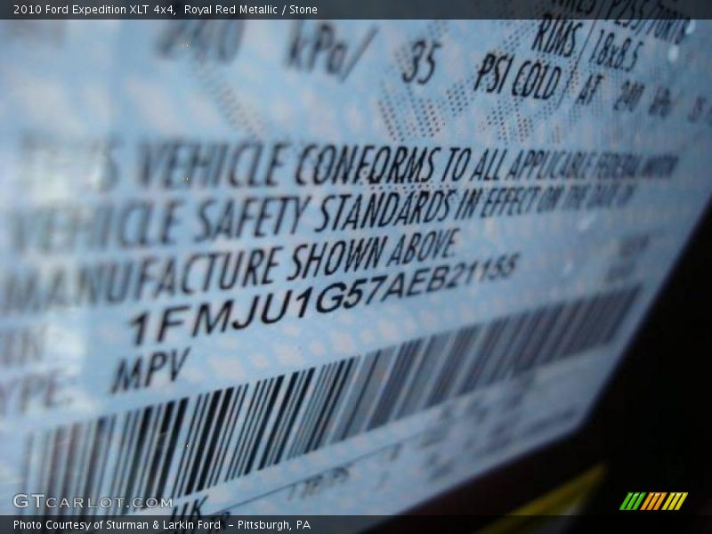 Royal Red Metallic / Stone 2010 Ford Expedition XLT 4x4