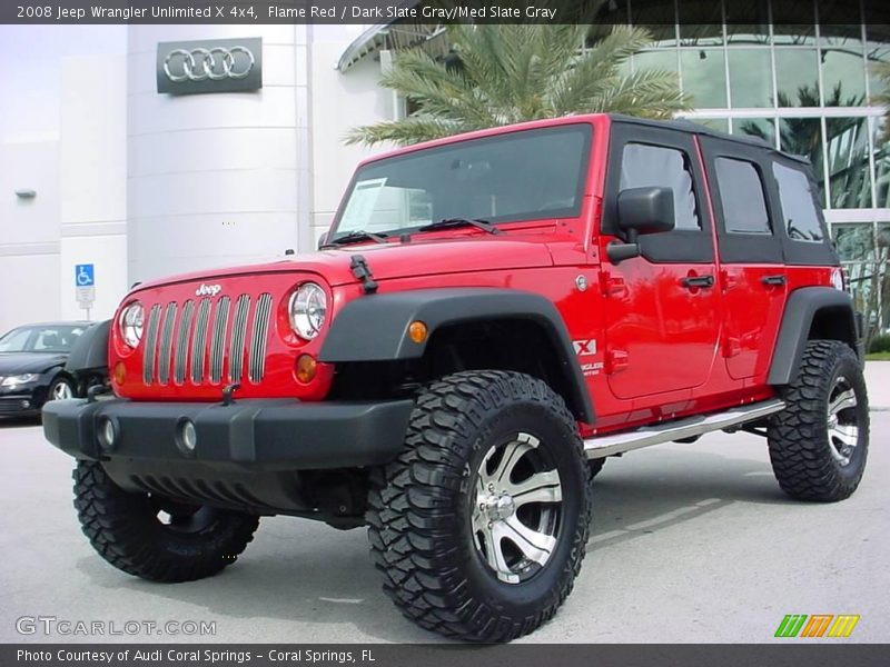 Flame Red / Dark Slate Gray/Med Slate Gray 2008 Jeep Wrangler Unlimited X 4x4