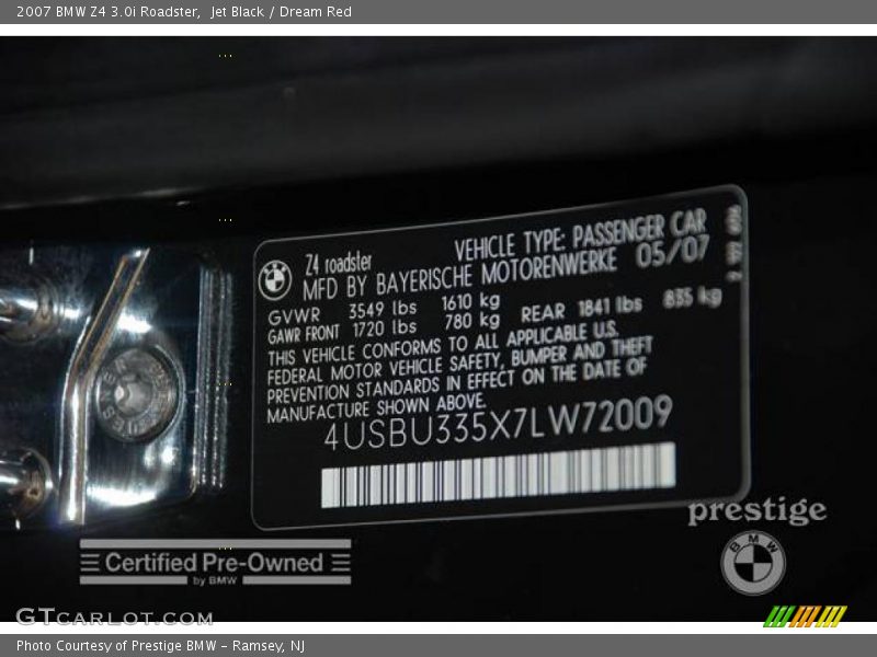 Jet Black / Dream Red 2007 BMW Z4 3.0i Roadster