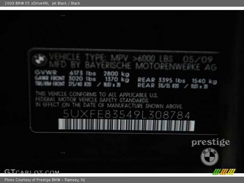 Jet Black / Black 2009 BMW X5 xDrive48i