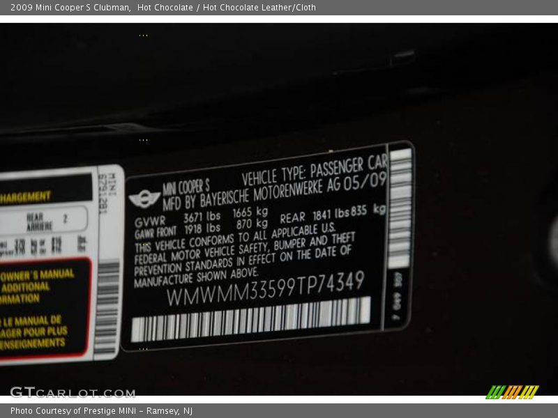 Hot Chocolate / Hot Chocolate Leather/Cloth 2009 Mini Cooper S Clubman