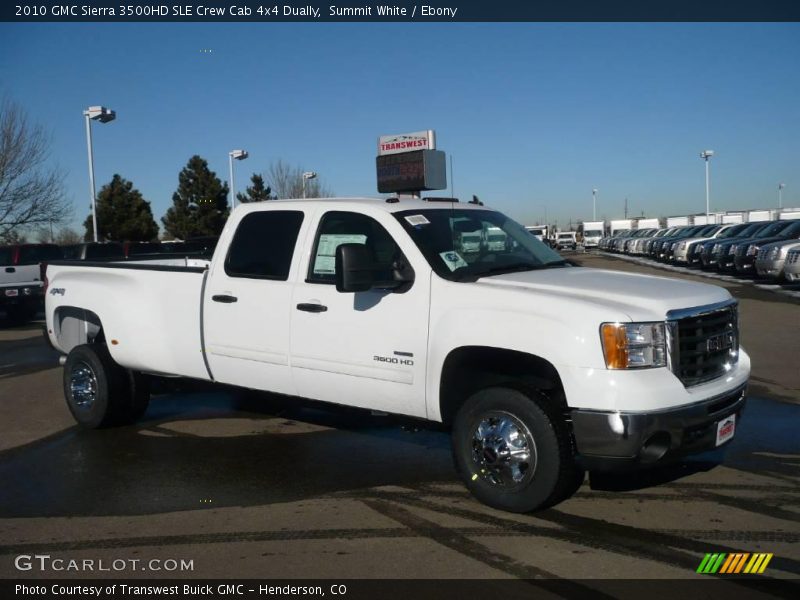 Summit White / Ebony 2010 GMC Sierra 3500HD SLE Crew Cab 4x4 Dually