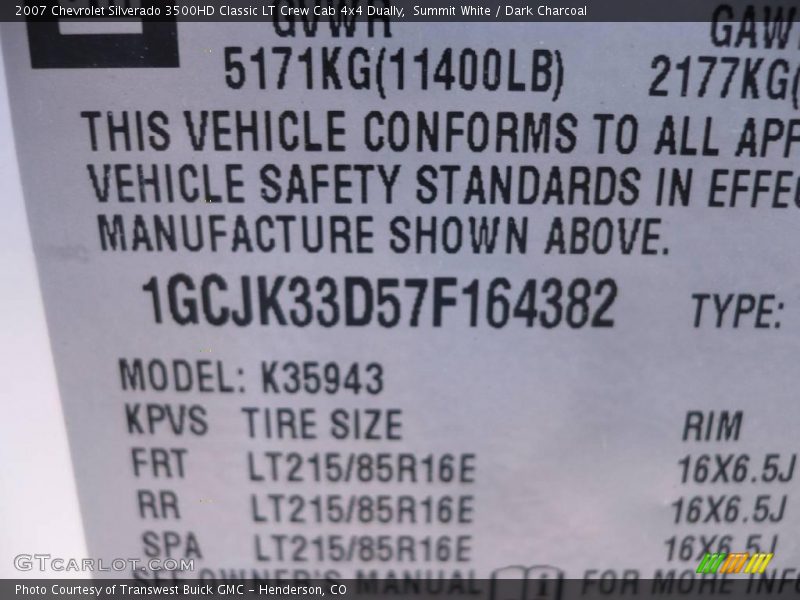 Summit White / Dark Charcoal 2007 Chevrolet Silverado 3500HD Classic LT Crew Cab 4x4 Dually