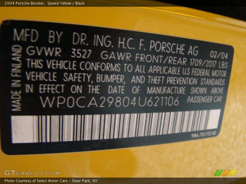 Speed Yellow / Black 2004 Porsche Boxster