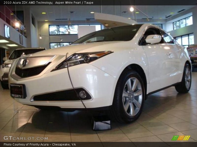 Aspen White Pearl / Taupe 2010 Acura ZDX AWD Technology